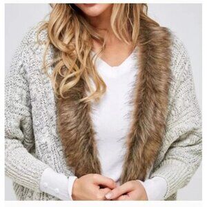 Northern Angel Large Women’s Sweater Cardigan Faux Fur Collar Loose Fit